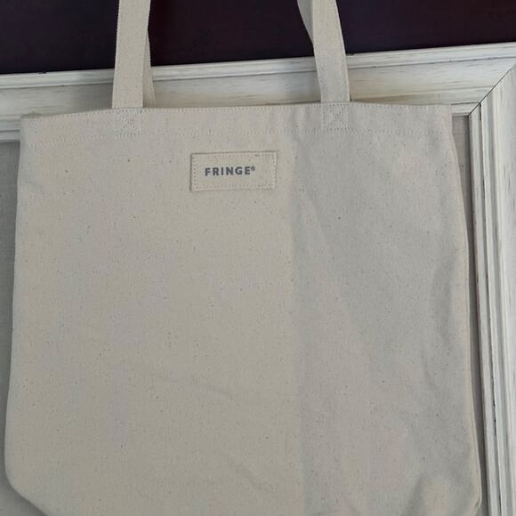 Fringe small canvas tote bag with gold North Star design NWOT - Picture 5 of 12
